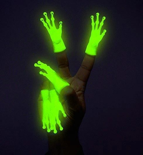 Glow in the dark Alien Hands...for your fingers!!