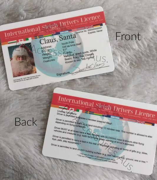 Novelty Santa Claus Sleigh Drivers Licence