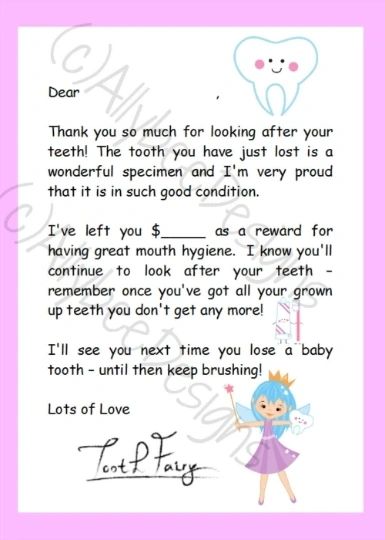 Tooth Fairy Letters (pink, green, blue)