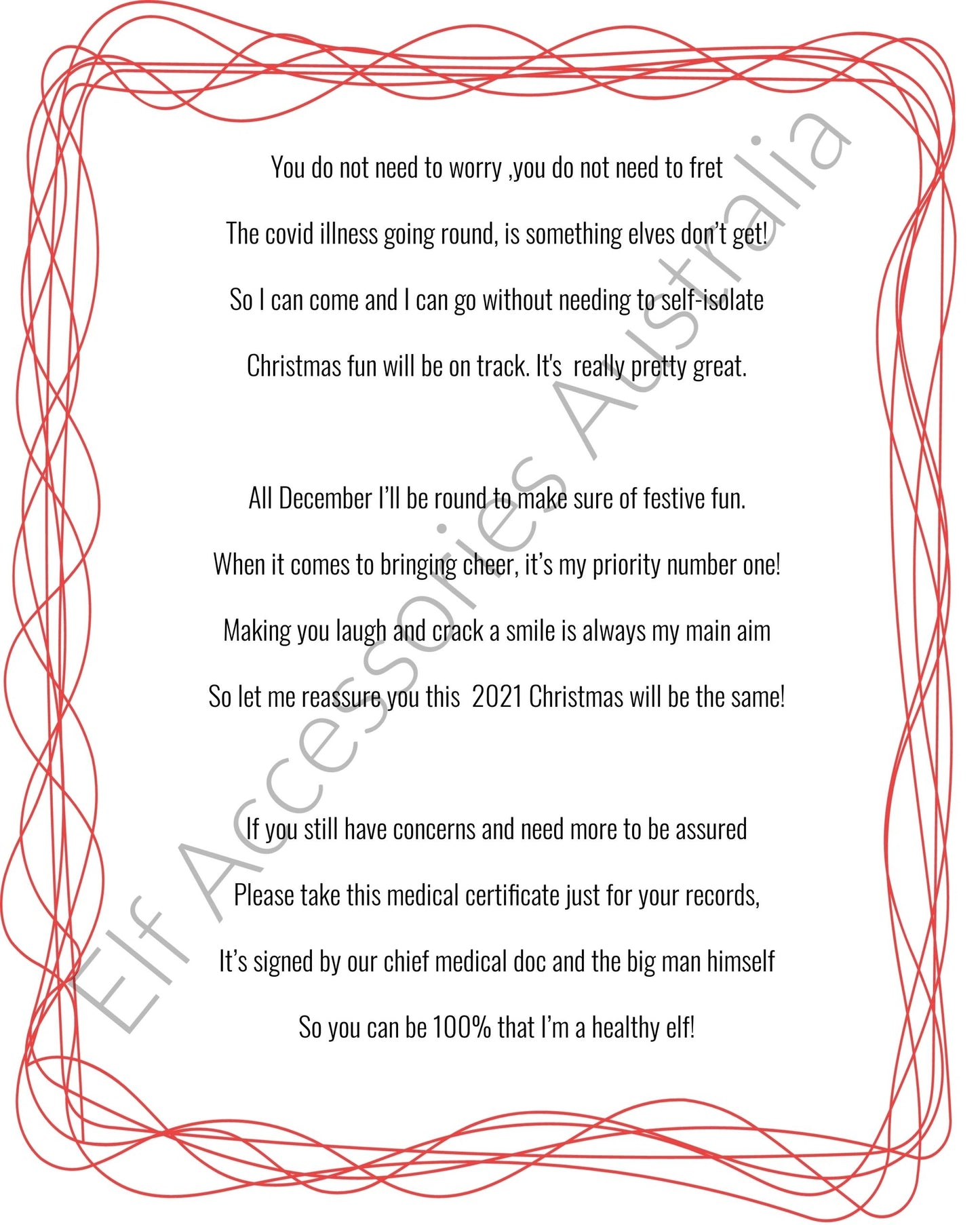 Elf Health Poem and Medical Certificate - Freebie