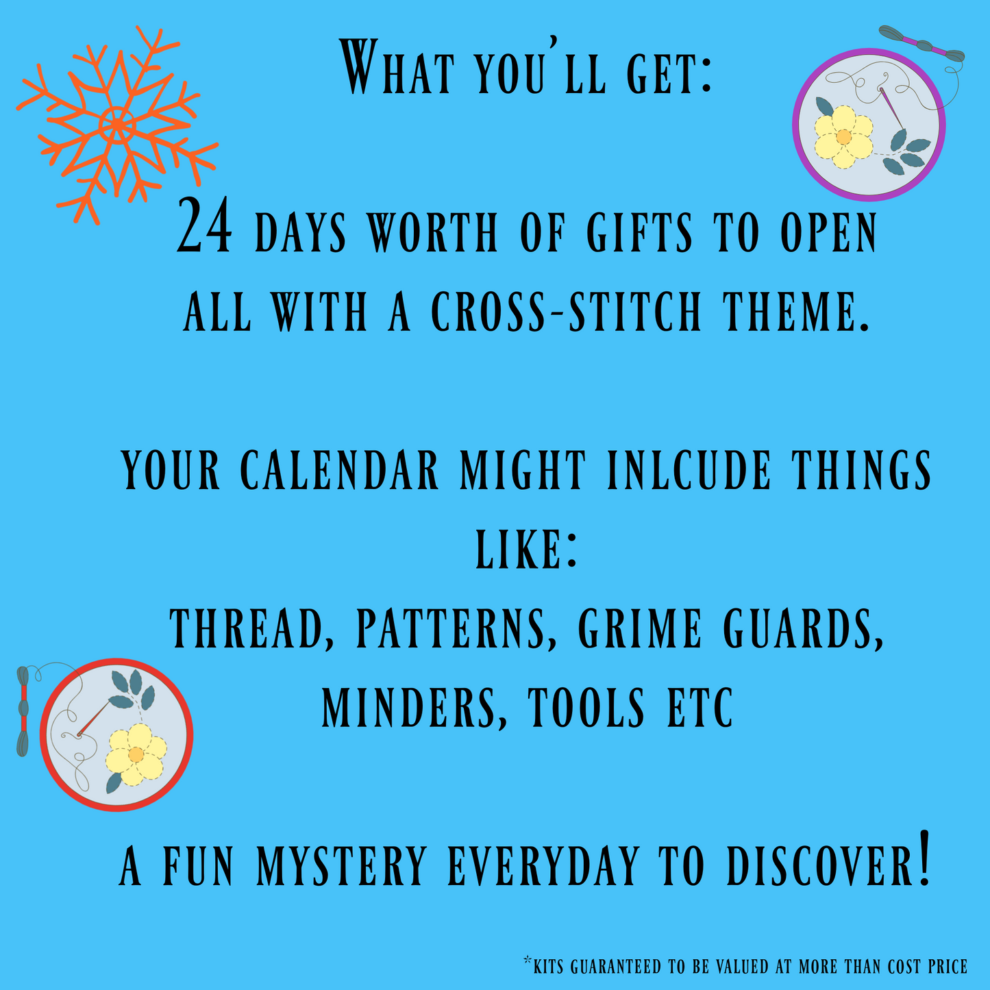 24 day Cross-stitch themed Advent Calendar  - MYSTERY CONTENTS