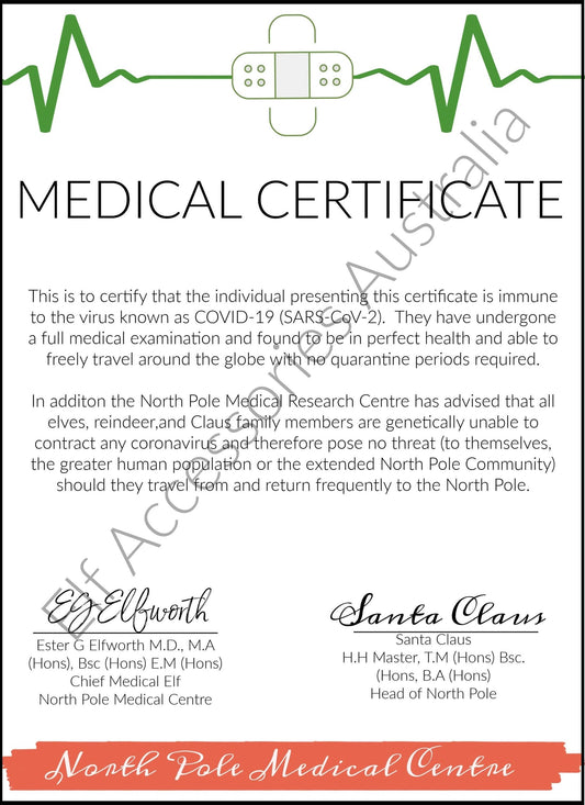 Elf Health Poem and Medical Certificate - Freebie