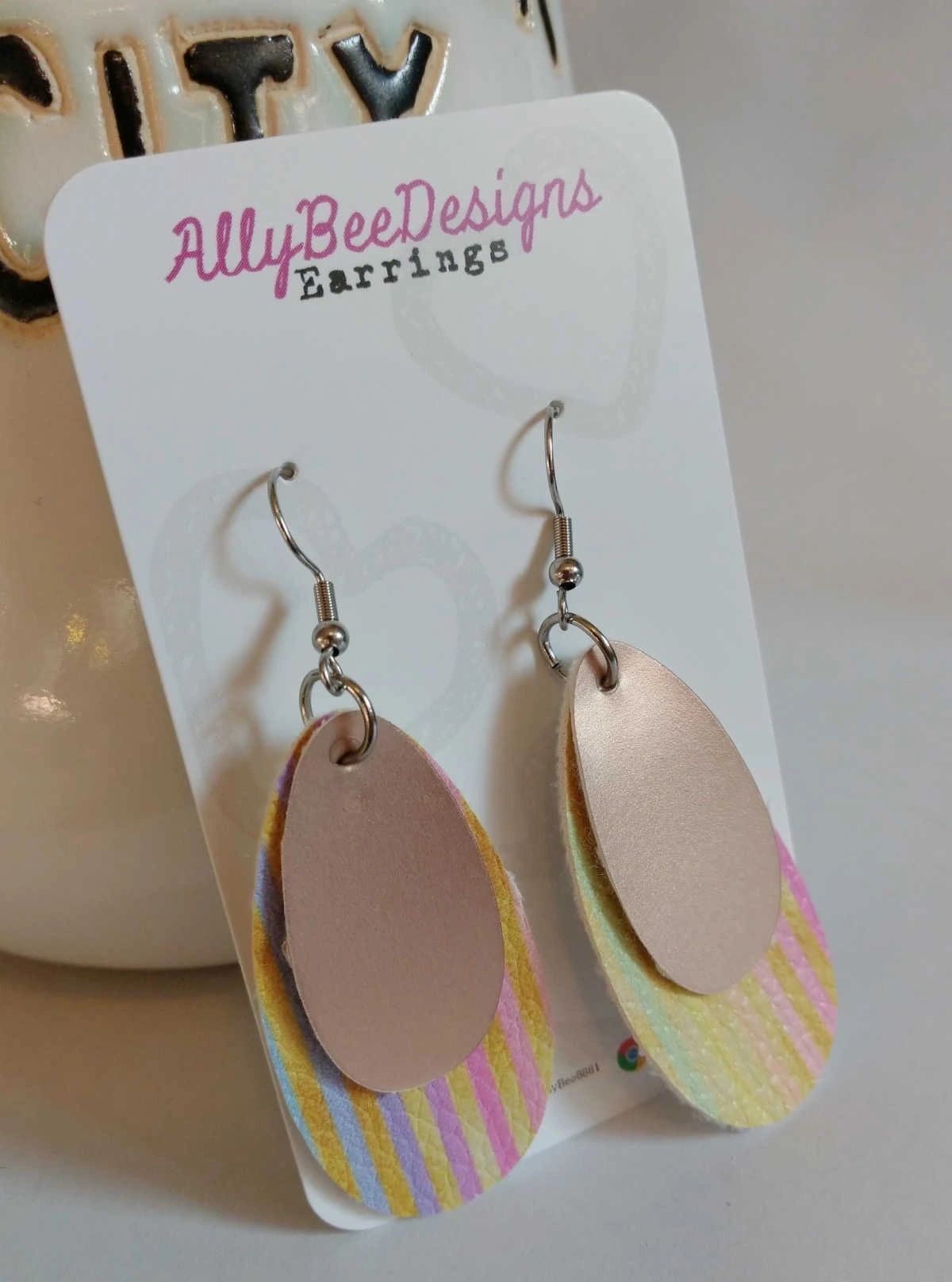 Rainbow stripe dangle earrings