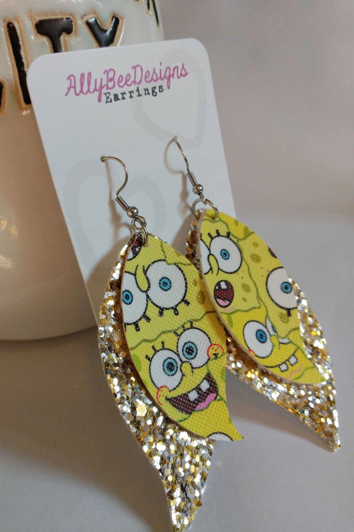 Cartoon Sparkle Dangle Earrings - Leatherette