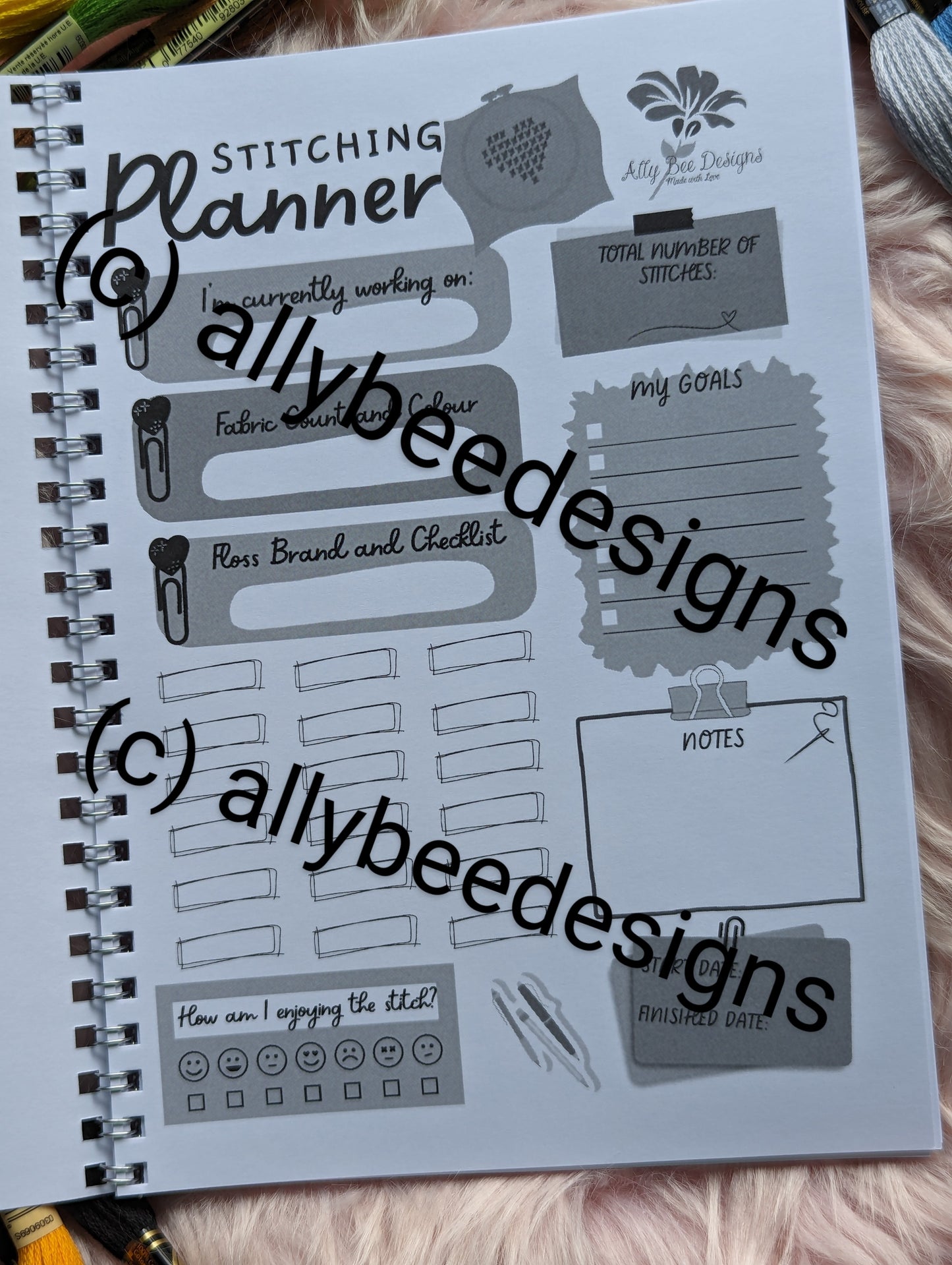 Black and White Version -- Cross- stitch planner